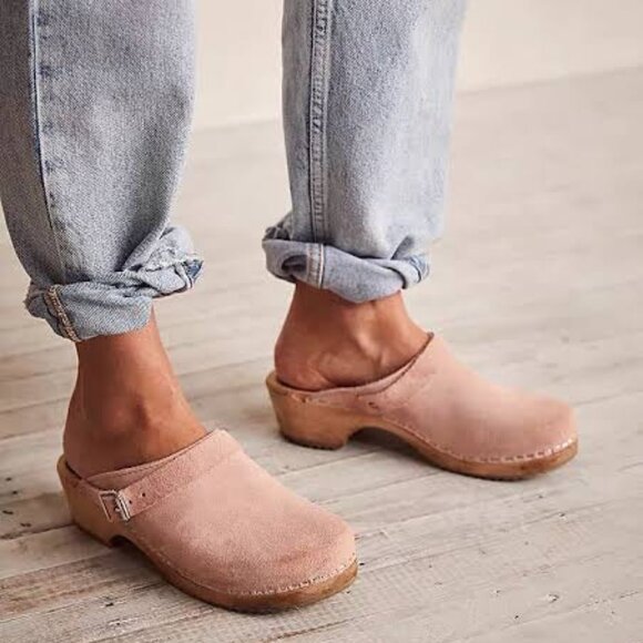 MIA Alma Suede blush pink Leather Buckle‎ Clogs Size 39 - Picture 1 of 14
